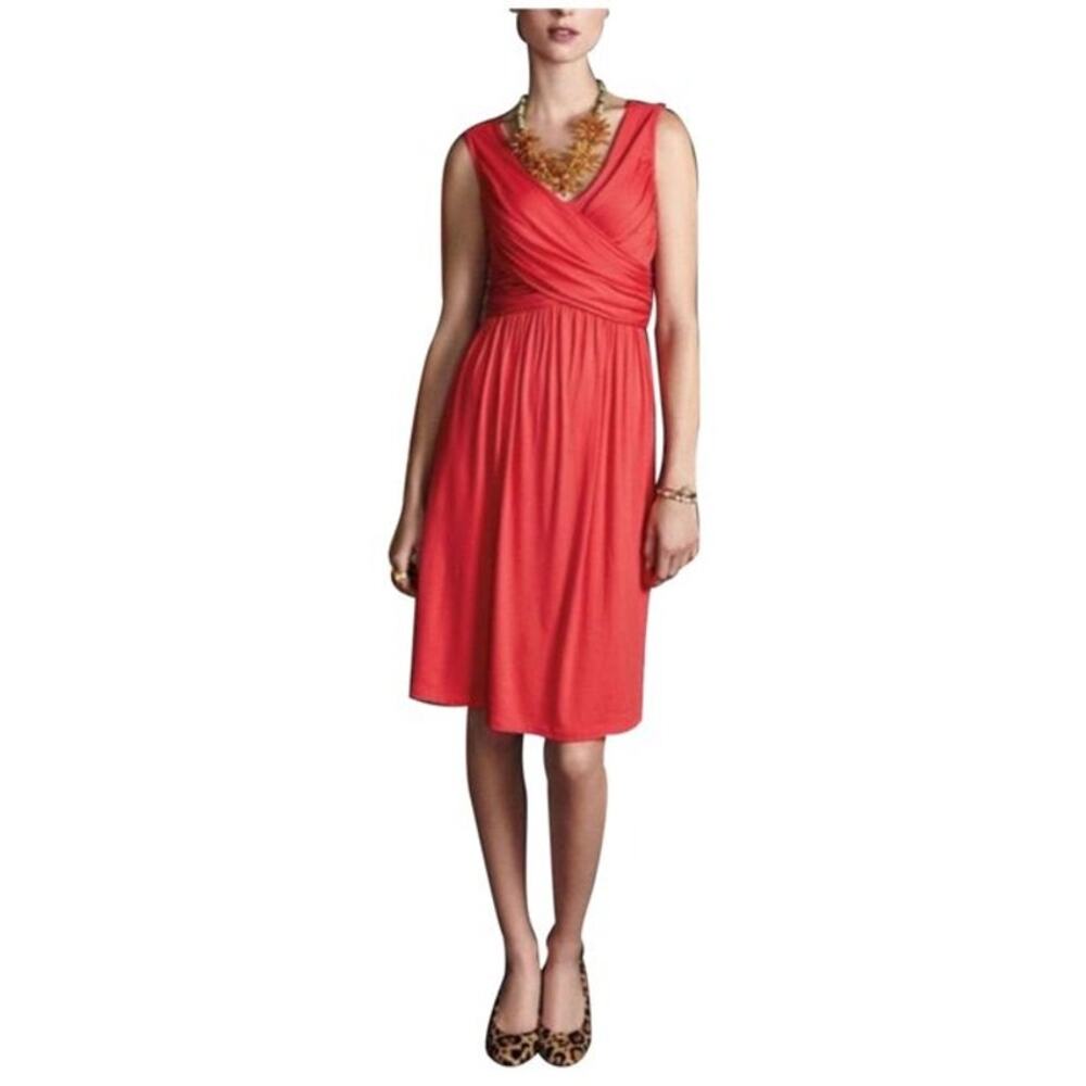 NWT Anthro Velvet Women's Dress Wrap V-Neck Orange Layered Night Out Career XS